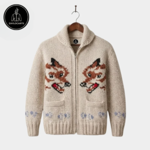 Zaylocarts Men's Wool Blend Zip-Up Cardigan Sweater - Apricot